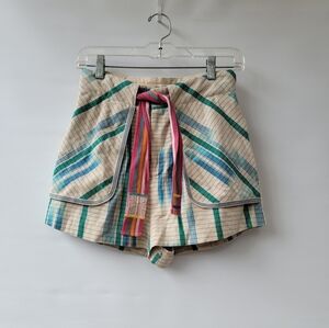 Urban Outfitters Eva Striped Pattern High Waist Shorts Size 2 Neutral Beige